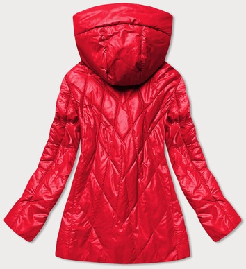 DAMSKA KURTKA Z KAPTUREM CZERWONA (7726)