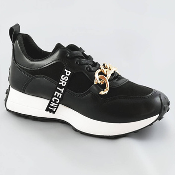 Buty sportowe z łańcuchem czarne (n-206)