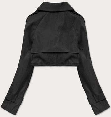 Dwurzędowy trencz z paskiem czarny (ag3-011)