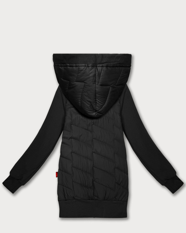 Damska bluza z kapturem z łączonych materiałów Goodlookin czarna (AMG-175)