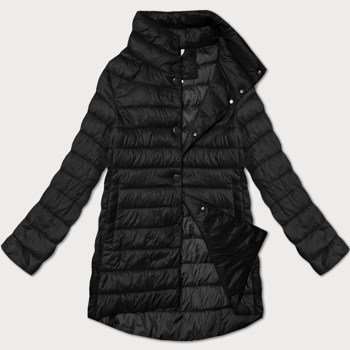 Pikowana kurtka damska ze stójką Minority czarna (P3-6908-1)