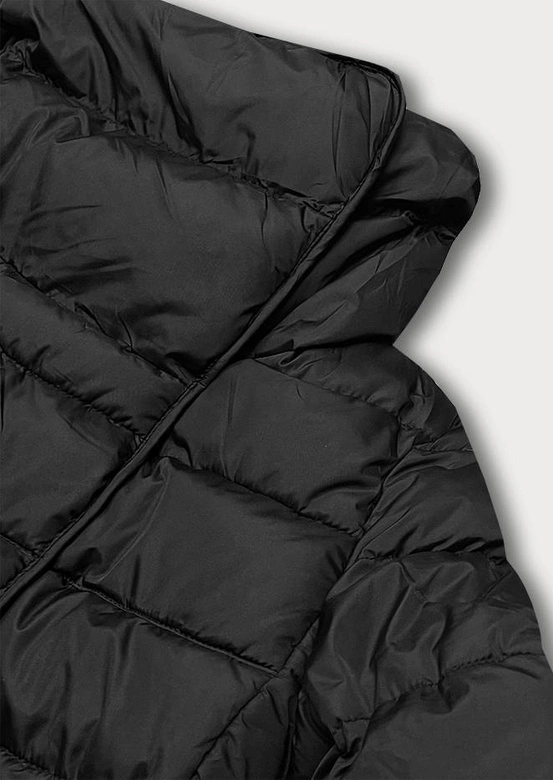 Długa kurtka zimowa damska z kołnierzem czarna (my017)