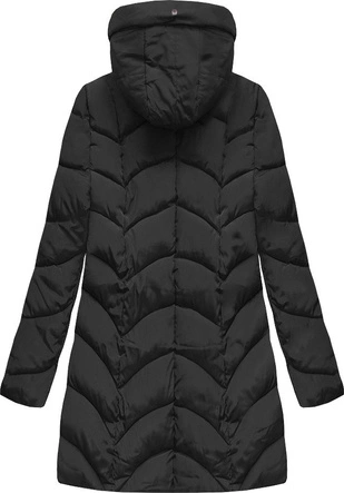 PIKOWANA KURTKA Z KAPTUREM CZARNA (X1801X)