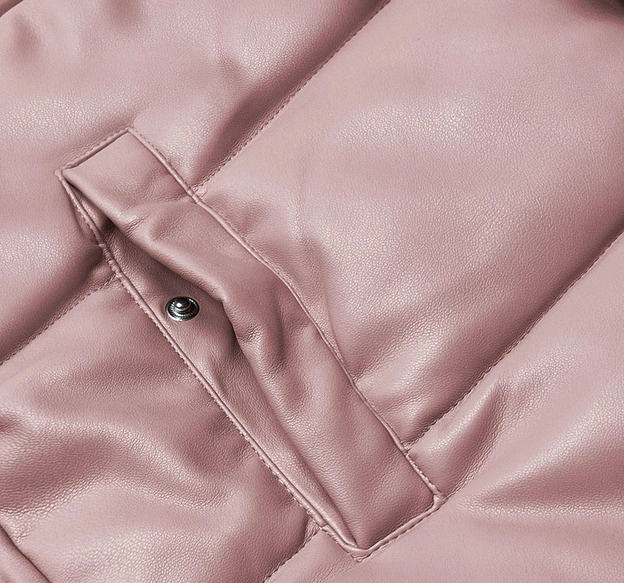 Ciepła kamizelka damska z ekoskóry pudrowy róż (d-3231-59s)