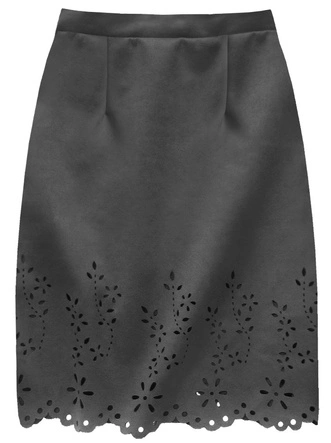 ZAMSZOWA SPÓDNICA Z AŻUROWYM DOŁEM GRAFITOWA (3229)