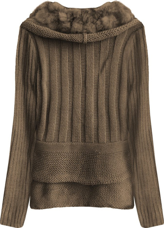 SWETER O GRUBYM SPLOCIE CIEMNOBRĄZOWY (1618)