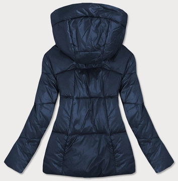 Damska kurtka pikowana z odpinanym kapturem granatowa (7564)