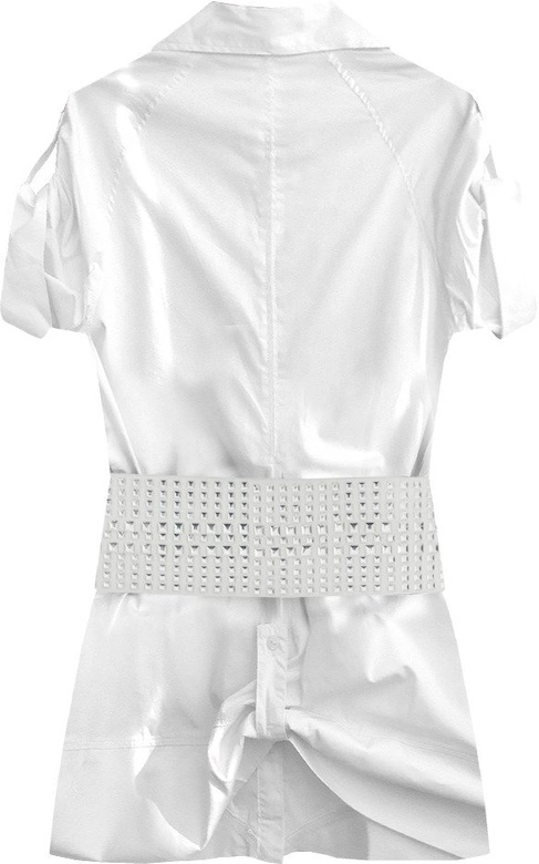 BAWEŁNIANA KOSZULA Z PASKIEM BIAŁA (X1035X)