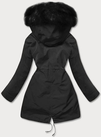 CIEPŁA KURTKA ZIMOWA DAMSKA CZARNA/ECRU/CZARNA (W629BIG)