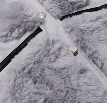 Elegancka kamizelka ekoskóra i futro szara (br9593-102)