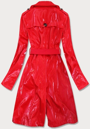 CIENKI PŁASZCZ Z ŁĄCZONYCH MATERIAŁÓW CZERWONY (YR2027)