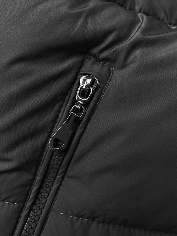 Krótki puchowy bezrękawnik damski z kapturem czarny (16M9091-392)