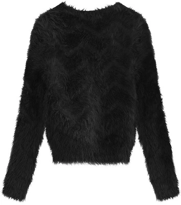 KRÓTKI FUTRZANY SWETER CZARNY (499ART)
