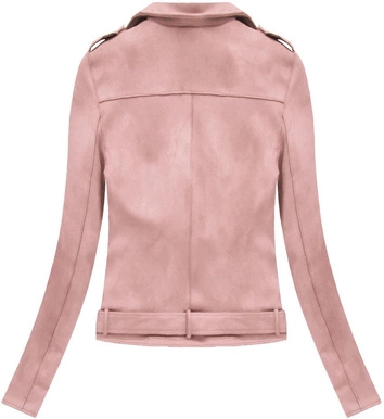 ZAMSZOWA DAMSKA RAMONESKA Z FUTERKIEM PUDROWY RÓŻ (6500)