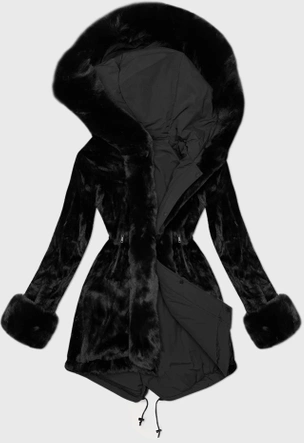 Dwustronna zimowa parka - futro J Style czarna (11Z8085)