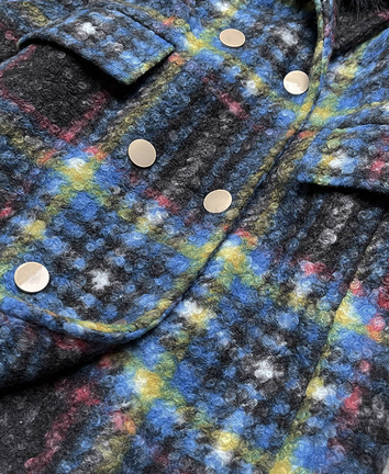Damski płaszcz z tkaniny boucle multikolor (fk-016)