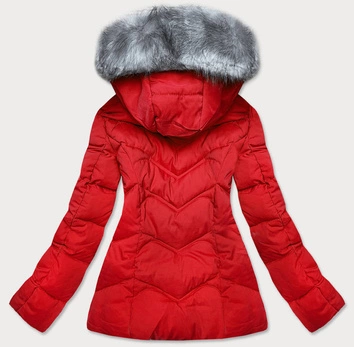 KRÓTKA KURTKA ZIMOWA DAMSKA Z KAPTUREM CZERWONA (B9538-4)