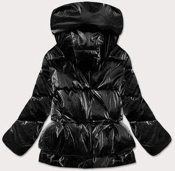 METALICZNA KRÓTKA ZIMOWA KURTKA DAMSKA PUFFER CZARNA (OMDL-022)