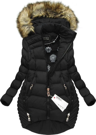 ASYMETRYCZNA KURTKA/BEZRĘKAWNIK Z KAPTUREM CZARNA (W816)