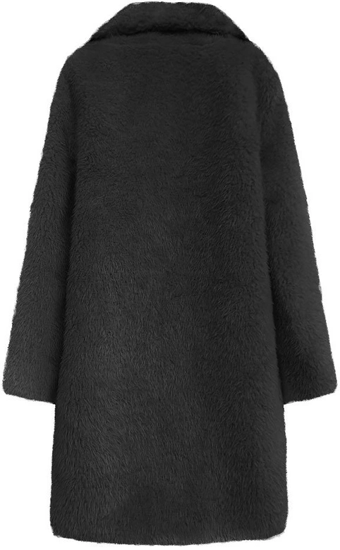 FUTRZANY ZIMOWY DAMSKI PŁASZCZ Z KIESZENIAMI CZARNY (461ART)