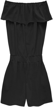 KRÓTKI KOMBINEZON Z DEKOLTEM BANDEAU CZARNY (108ART)