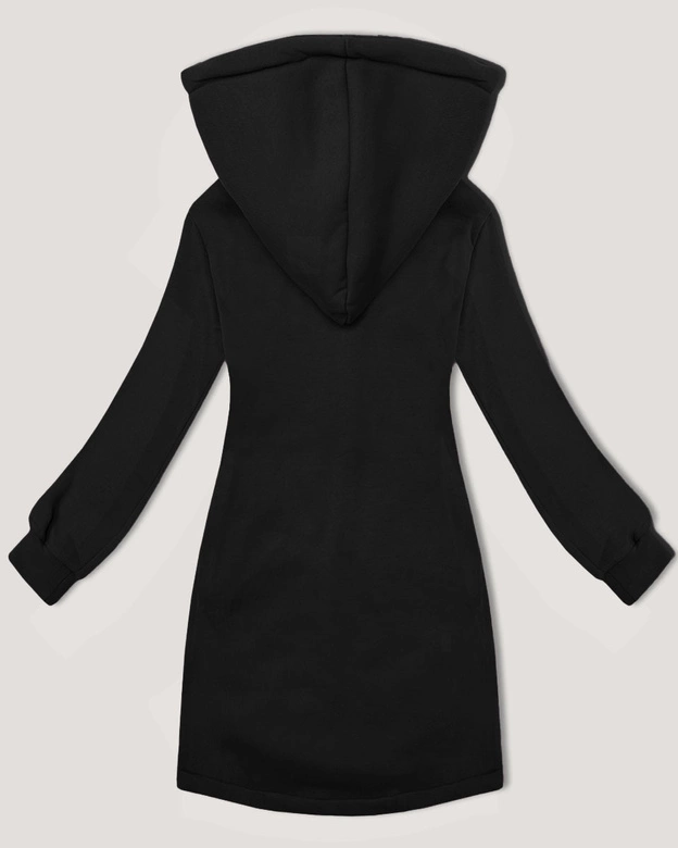 Długa bluza ze stójką i kapturem LHD czarna (AMG-178)