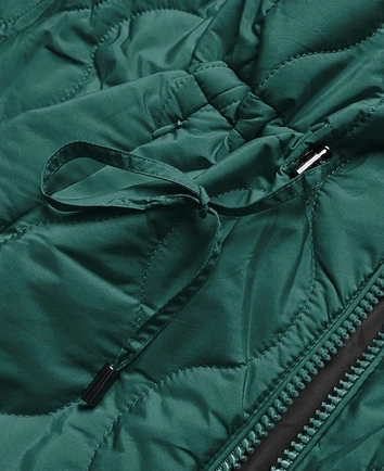 PIKOWANA KURTKA DWUSTRONNA DAMSKA ZIELONO-KARMELOWA (MHM-W589)