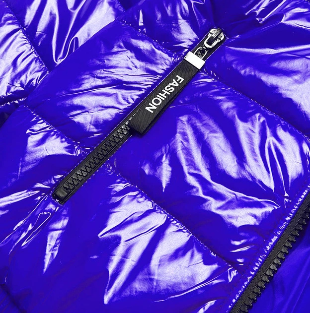 Błyszcząca kurtka damska ze ściągaczem chabrowa (LD7250BIG)