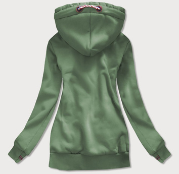 DŁUGA DAMSKA BLUZA DRESOWA Z KAPTUREM KHAKI (725)