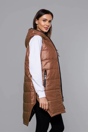 Kamizelka z geometrycznym dołem karmelowa (B0122-22)