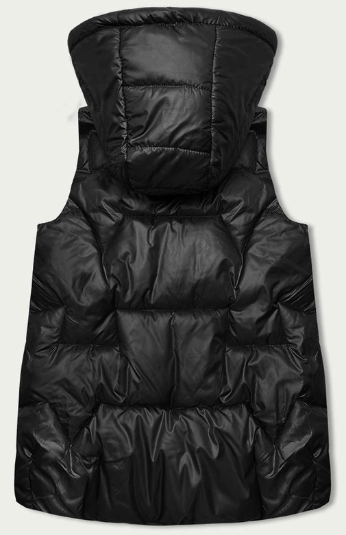 Bezrękawnik damski z kapturem czarny (B8171-1)