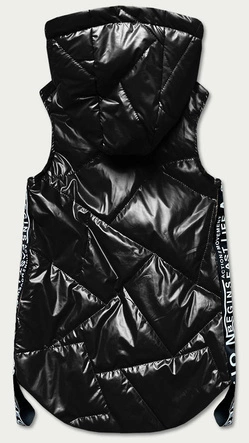 BEZRĘKAWNIK DAMSKI Z OZDOBNYMI TAŚMAMI CZARNY (B8012-1)