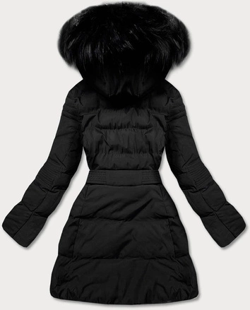 Zimowa kurtka damska z kapturem czarna (16m9059-392)