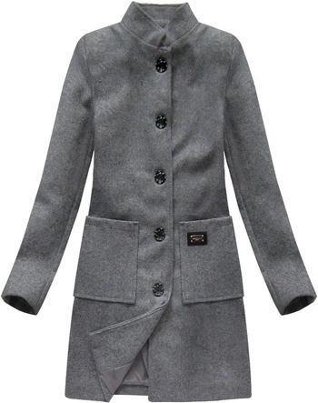 PŁASZCZ Z DOMIESZKĄ WEŁNY I STÓJKĄ CIEMNOSZARY (6790)