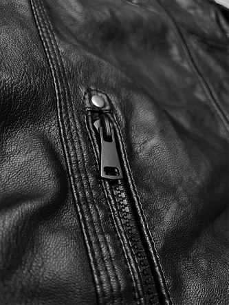 Męska kurtka ze skóry ekologicznej czarna (11Z8135)