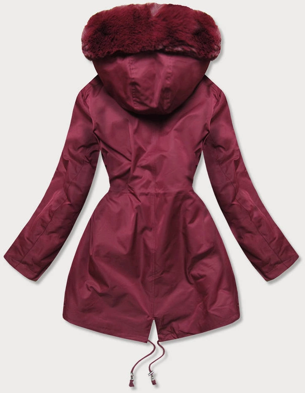KURTKA ZIMOWA DAMSKA Z FUTRZANĄ PODSZEWKĄ BORDOWA (B2718-27)