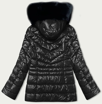 Pikowana kurtka zimowa damska czarna (V775)