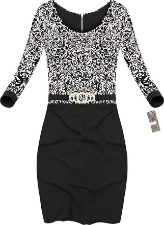 SUKIENKA Z ORNAMENTAMI BIAŁO-CZARNA (1683/2)