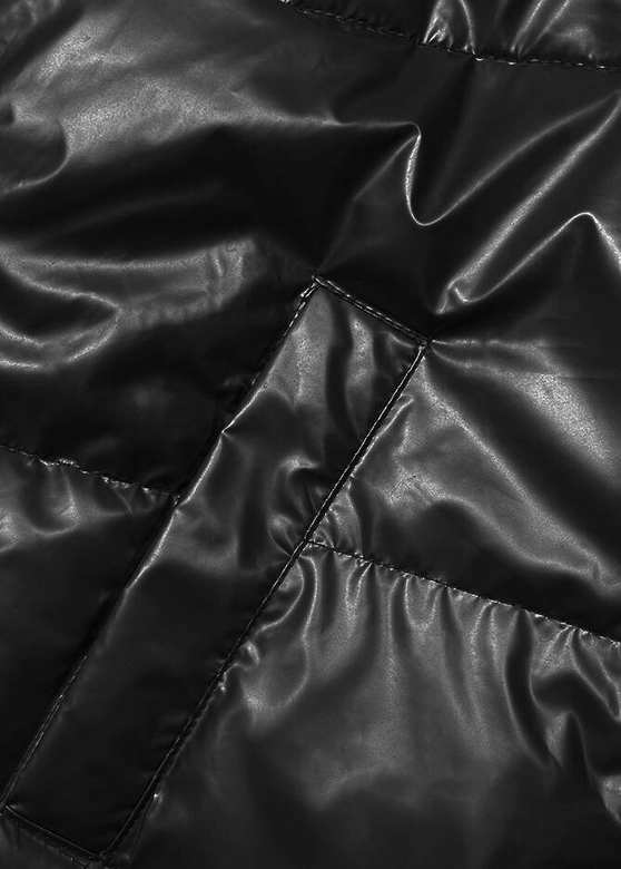 Krótka kurtka damska oversize czarna (5M3193-392)