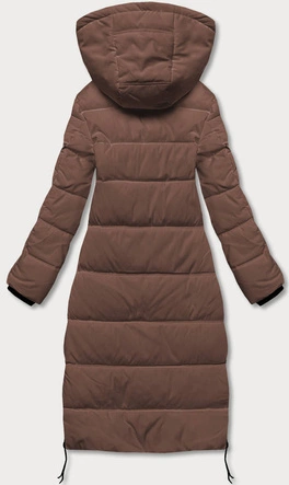 Długa kurtka zimowa damska brązowa (AG8-8013)