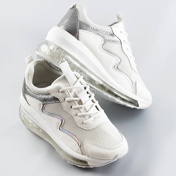 Buty sportowe damskie z transparentną podeszwą białe (ym-148)