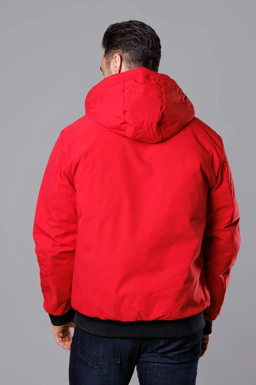 Sportowa kurtka męska z kapturem czerwona (5M3111-270)