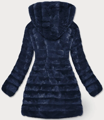 LEKKA KURTKA ZIMOWA DAMSKA FUTRO 2 W 1 GRANATOWA (39039)