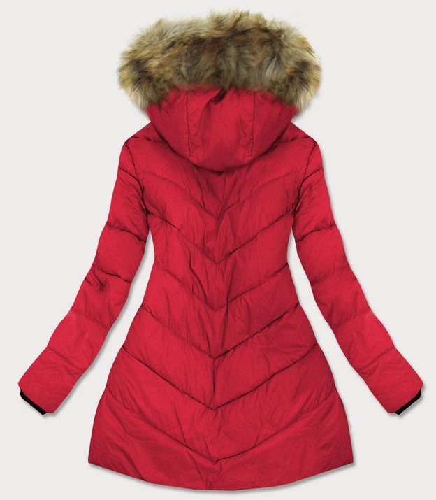 PIKOWANA DAMSKA KURTKA Z KAPTUREM CZERWONA (1907)
