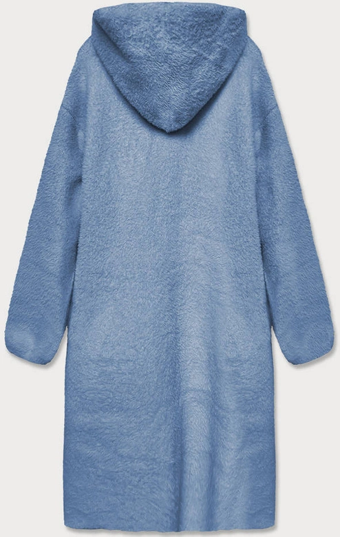 Narzutka z kapturem a'la wełna niebieska (b3006)