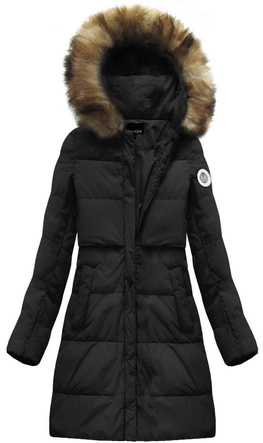 KURTKA Z PUCHEM NATURALNYM CZARNA (8063)