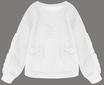 Ciepła bluza damska z kokardkami biała (23999)