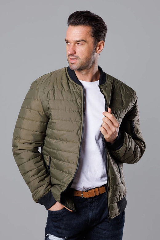 Pikowana bomberka męska khaki (MY02-3)