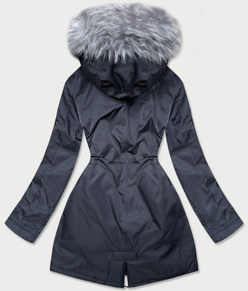 PARKA DAMSKA ZIMOWA Z FUTERKIEM GRANAT-SZARY (B532-3070)