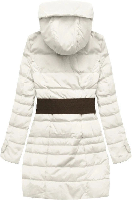 KURTKA Z KAPTUREM I PASKIEM BIAŁA (444)